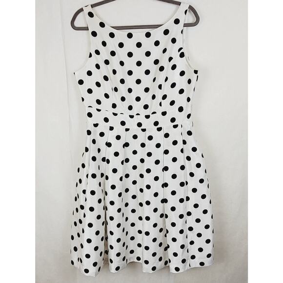 Jessica Howard black and white polka dot crinoline pleated skirt dress Size 12 - Picture 1 of 13